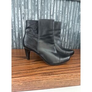 Easy Spirit Black Leather Snake Print Block Heel Ankle‎ Boots Women